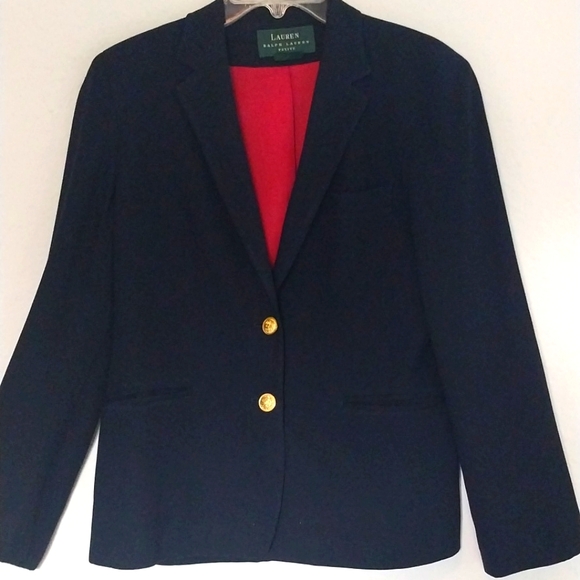 Ralph Lauren Sports Blazer Jacket Classic Navy Gold Buttons Size 6 Petite - Picture 2 of 16